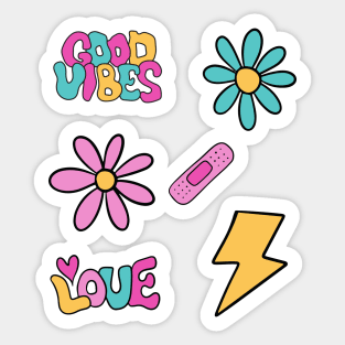 Retro Flower Power Funky Good Vibes and Love Sticker